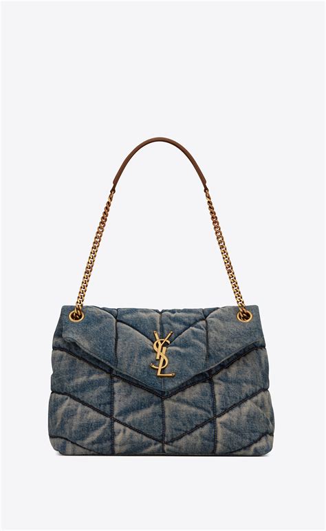 ysl denim puffer bag|ysl loulou puffer clutch.